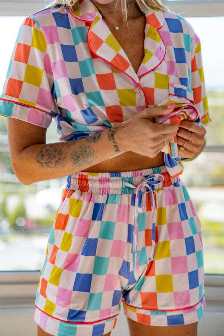 Multicolored Checker Pajama Set